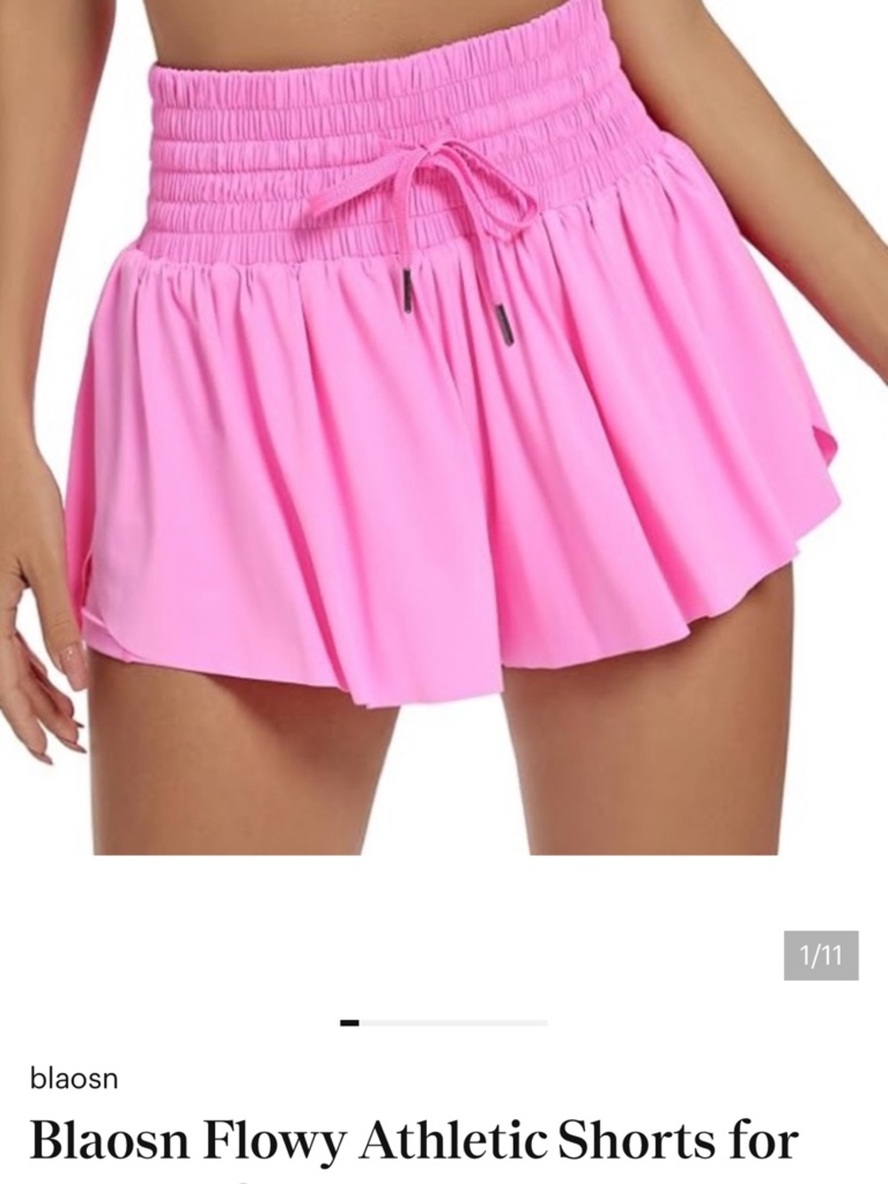 NWOT Blason bubblegum Pink Flowy Athletic Shorts Barbie Pockets Double-layer S